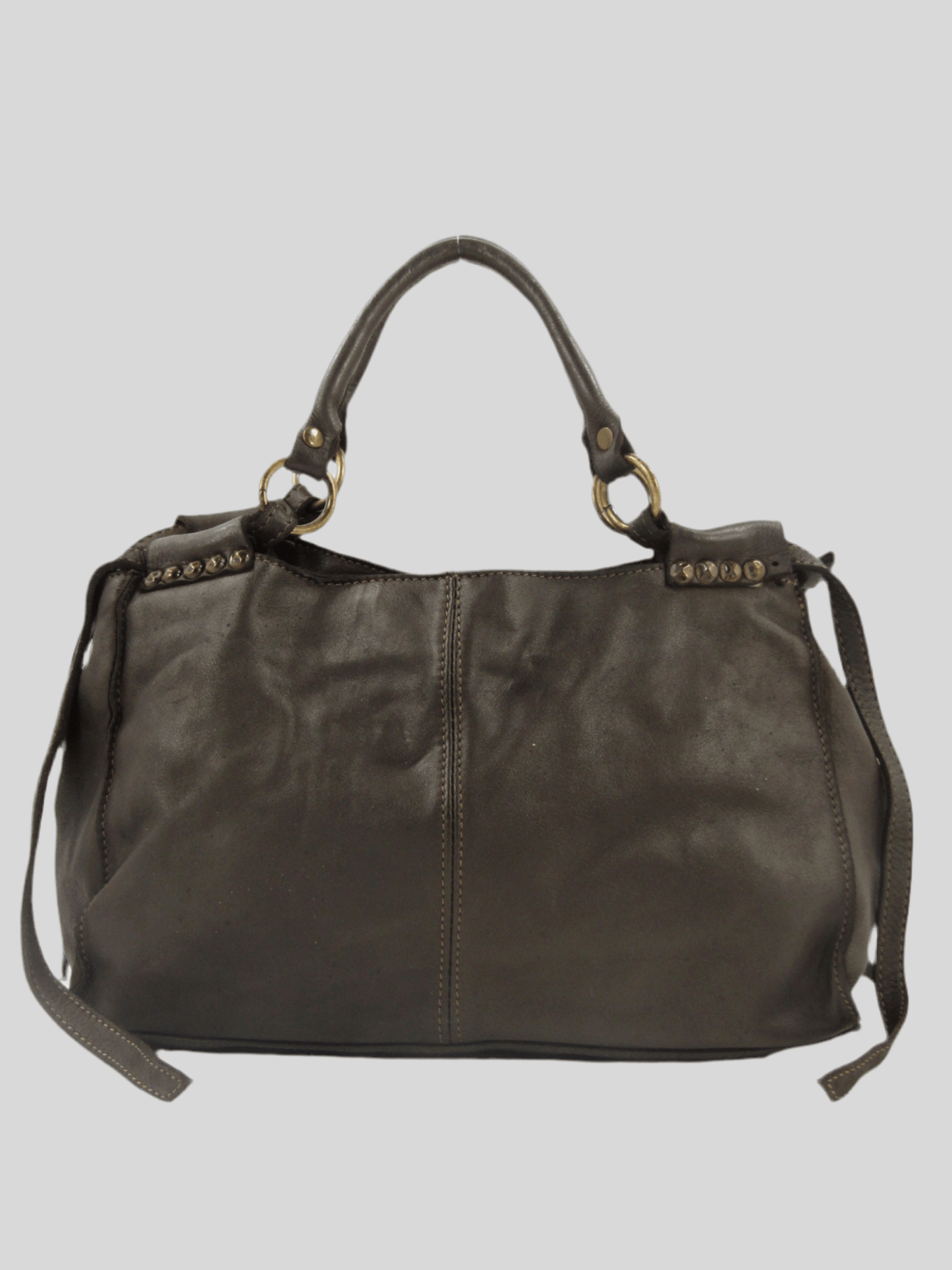 Bauletto in pelle decorato con laccetti e borchie - Mahzel