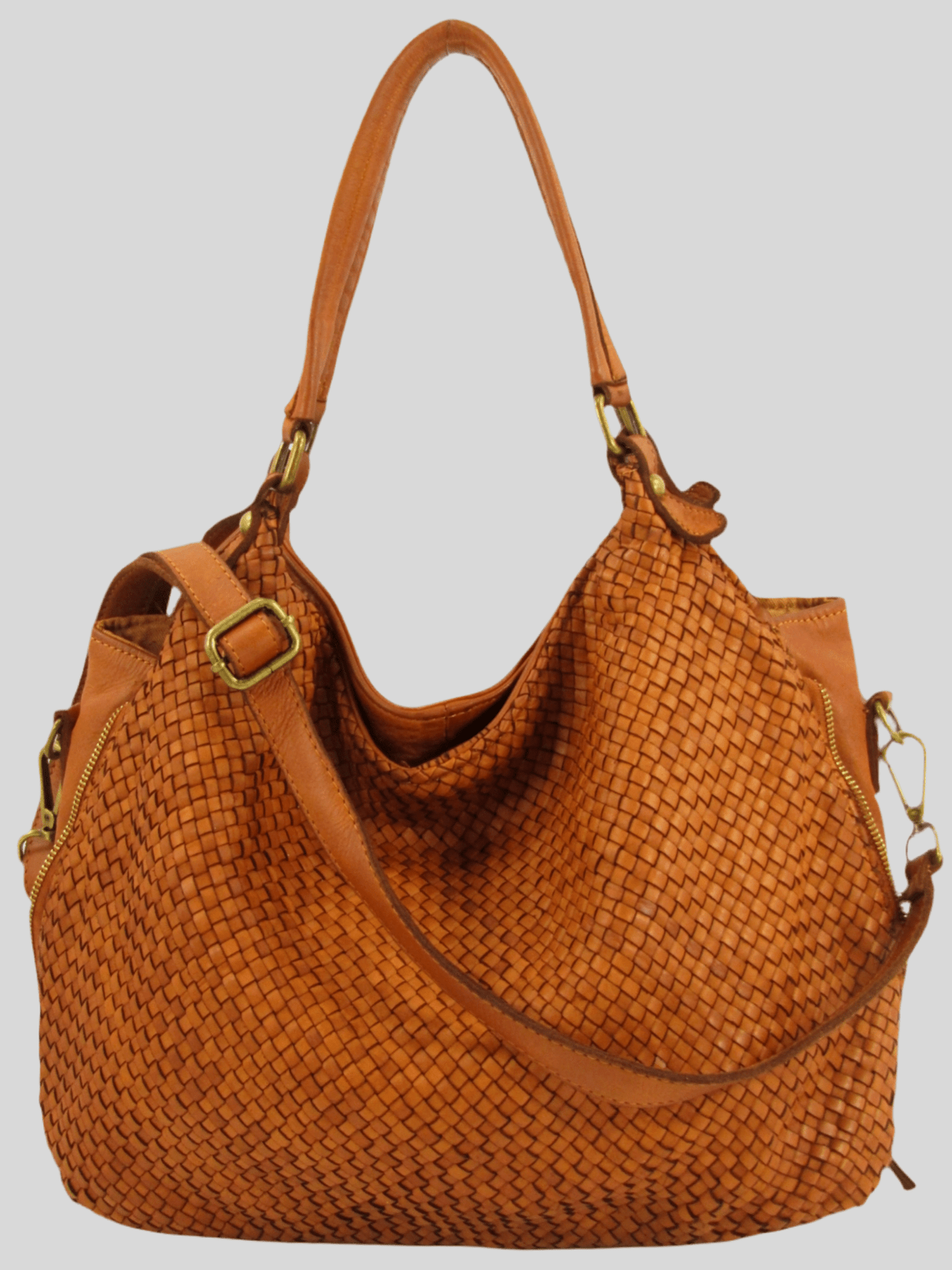 Borsa MH in pelle morbida con frontale intrecciato- Mahzel