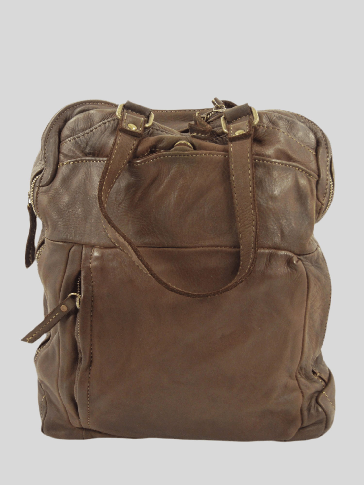 Zaino e cartella in pelle morbida effetto vintage Mahzel