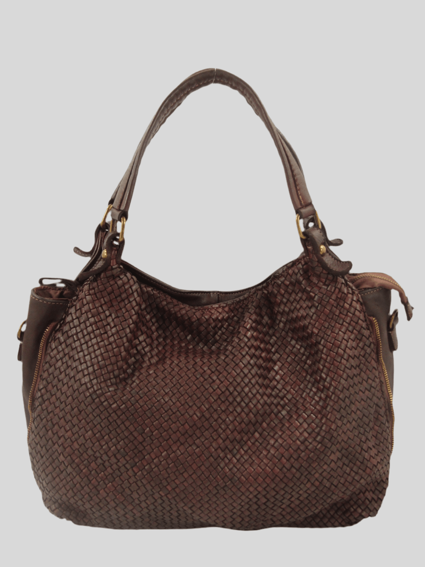 Borsa MH in pelle morbida con frontale intrecciato- Mahzel