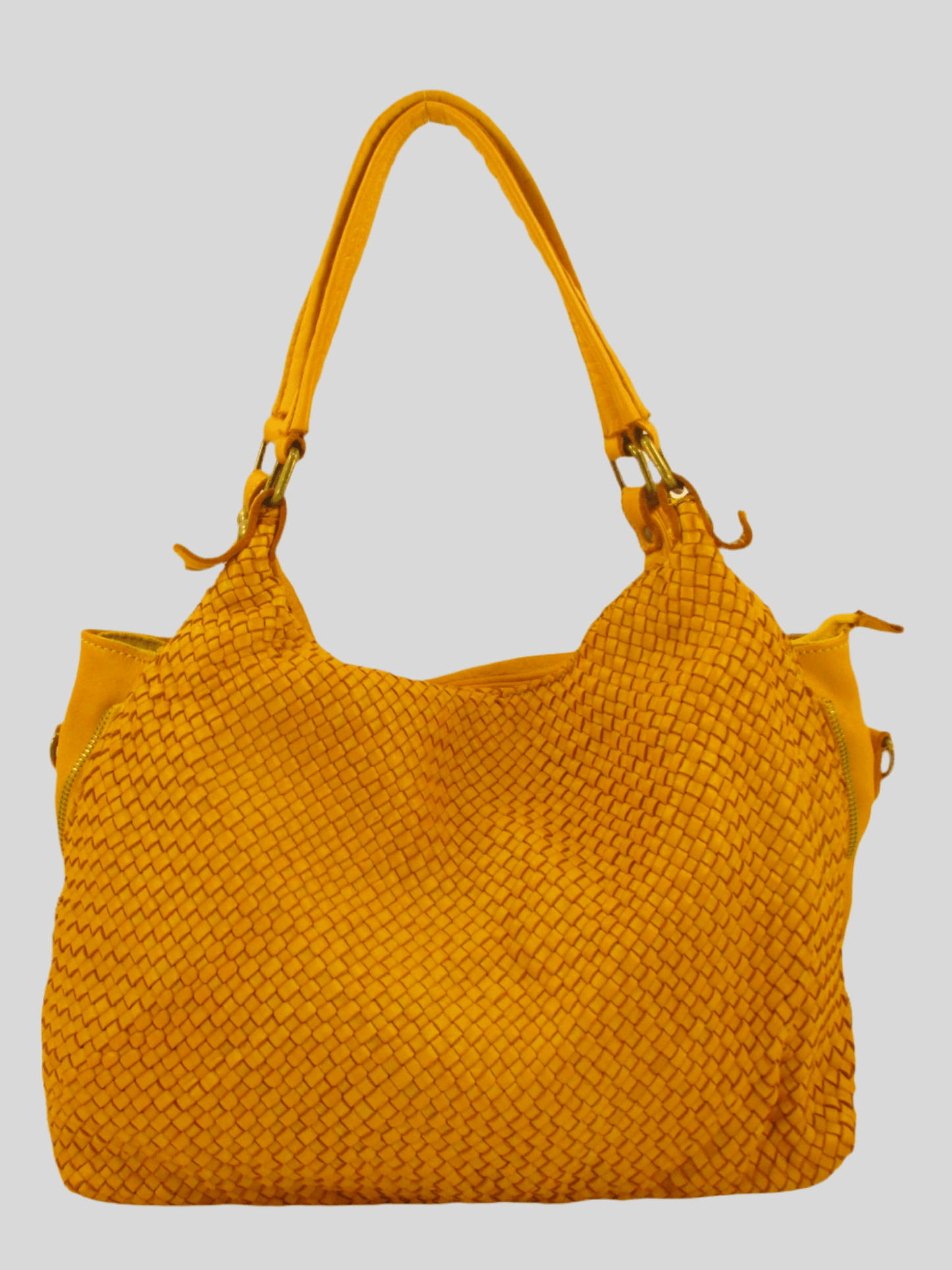 Borsa MH in pelle morbida con frontale intrecciato- Mahzel