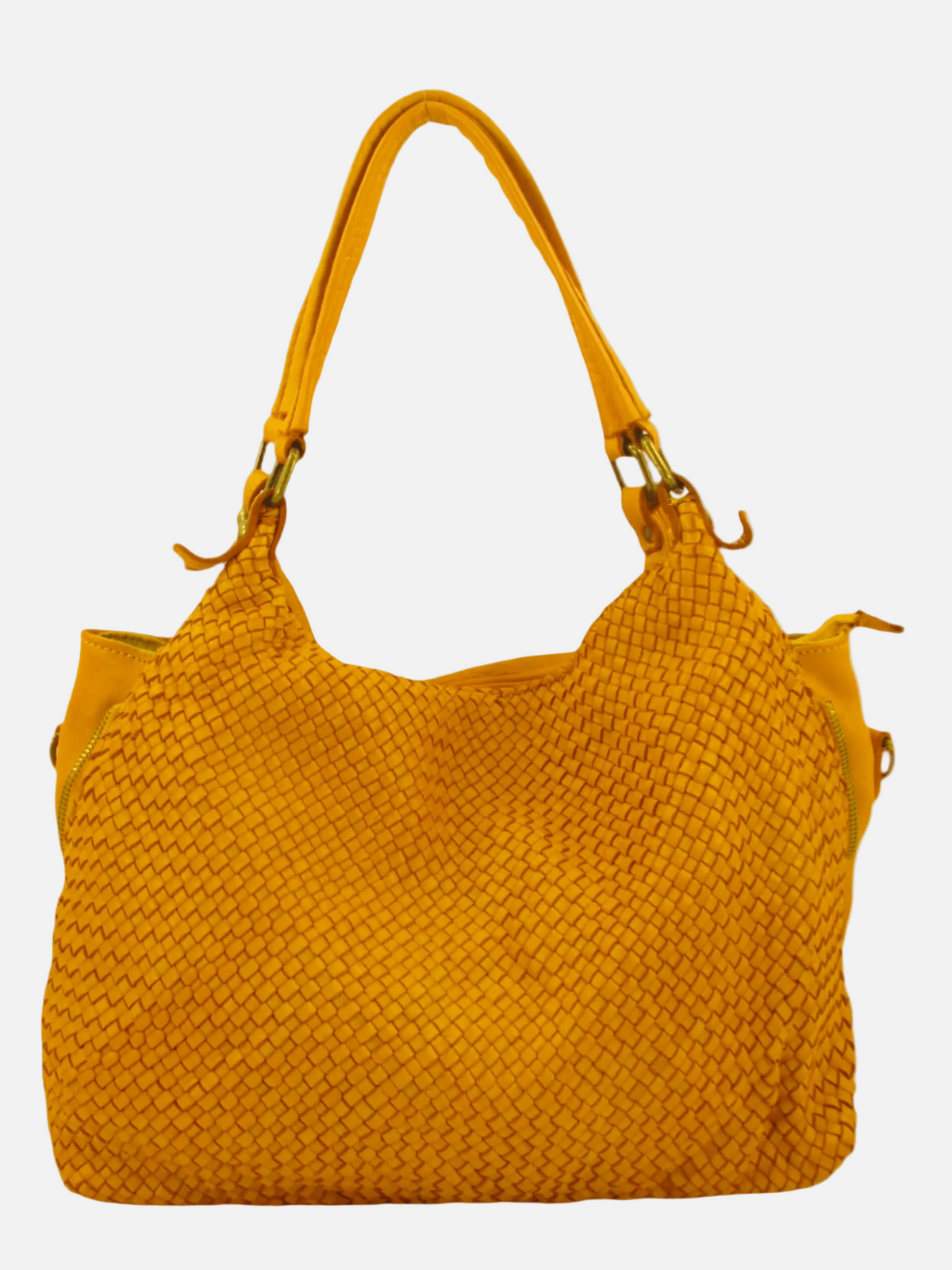 Borsa MH in pelle morbida con frontale intrecciato- Mahzel