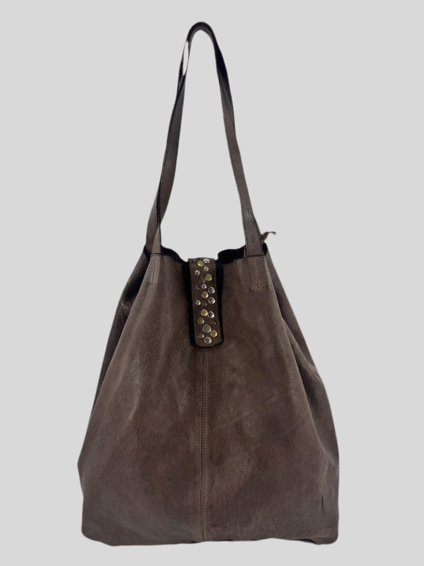 Borsa shopper in pelle morbida tinta in capo effetto vintage - Mahzel