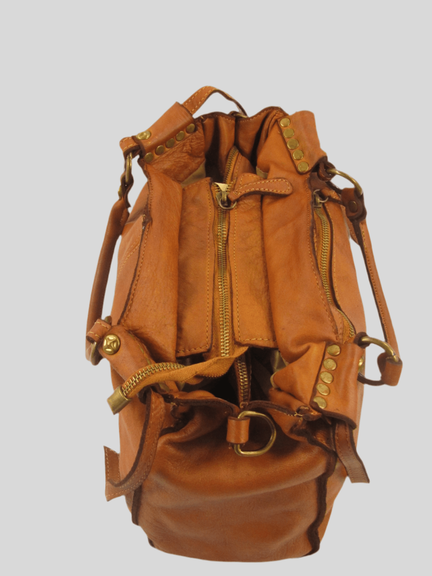 Bauletto in pelle decorato con laccetti e borchie - Mahzel