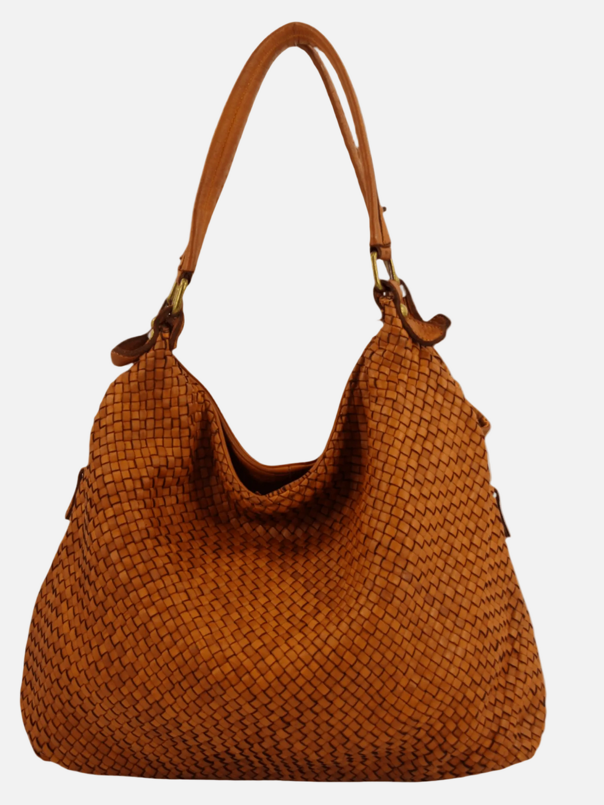 Borsa pelle intrecciata Mahzel made in Italy colore marrone accessorista con tracolla e tasche interne
