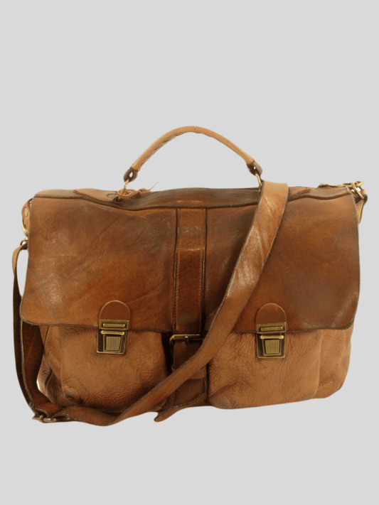 Cartella in Cuoio tinto in capo con tasche esterne officine Origi - Mahzel