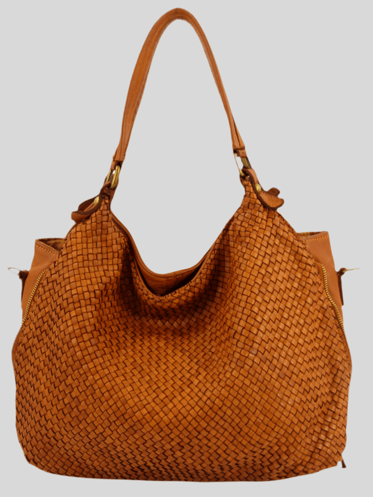 Borsa MH in pelle morbida con frontale intrecciato- Mahzel