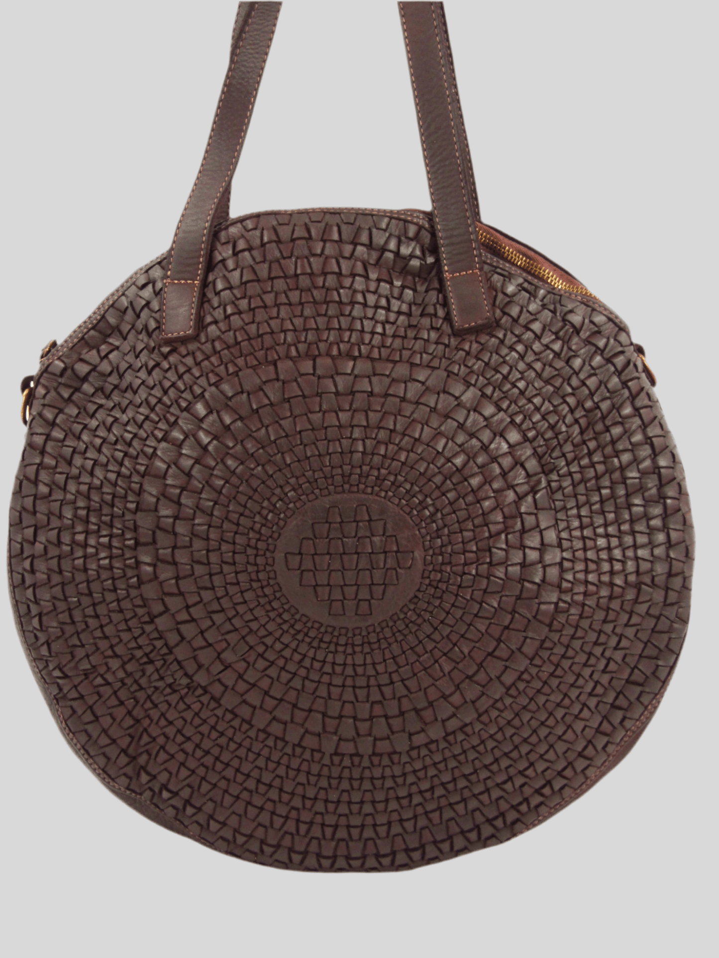 Borsa rotonda in pelle morbida con disegno intrecciato Nausica - Mahzel