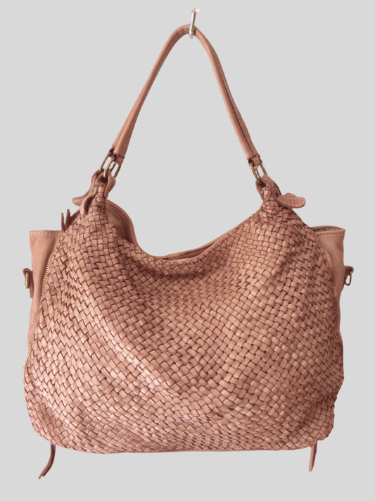 Borsa MH in pelle morbida con frontale intrecciato- Mahzel