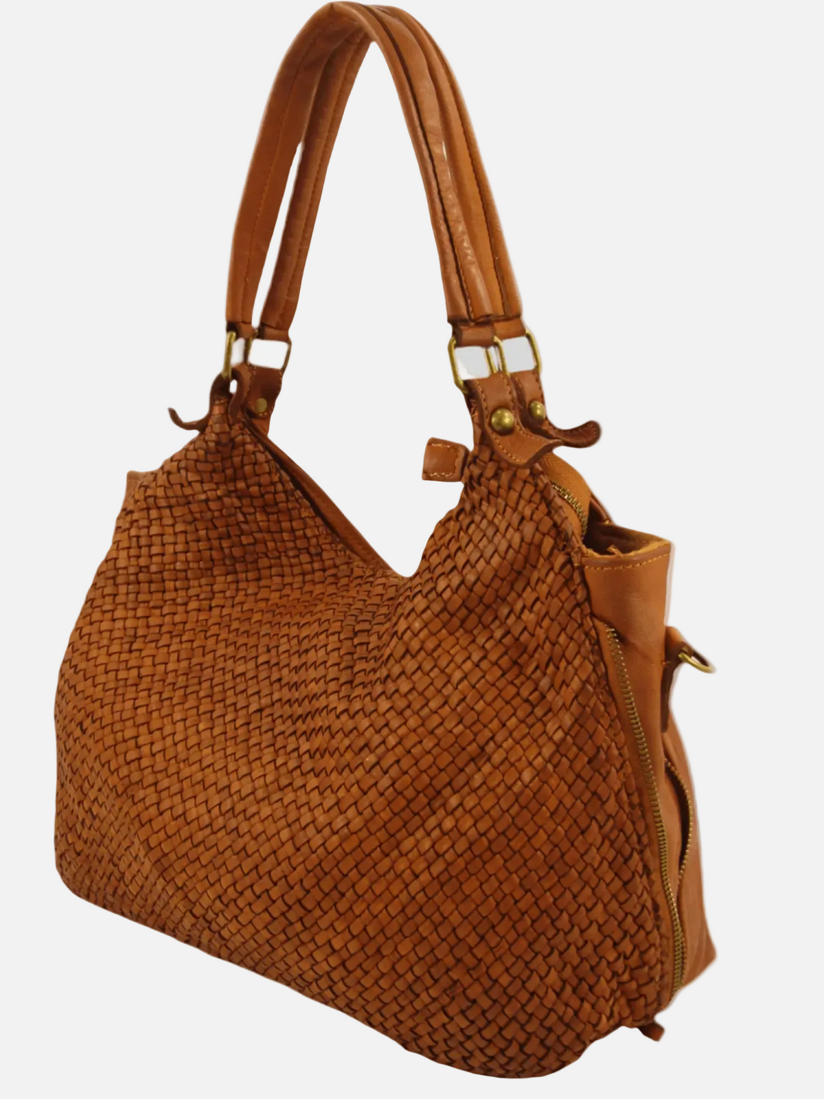 Borsa MH pelle intrecciata vista laterale made in Italy alta qualità
