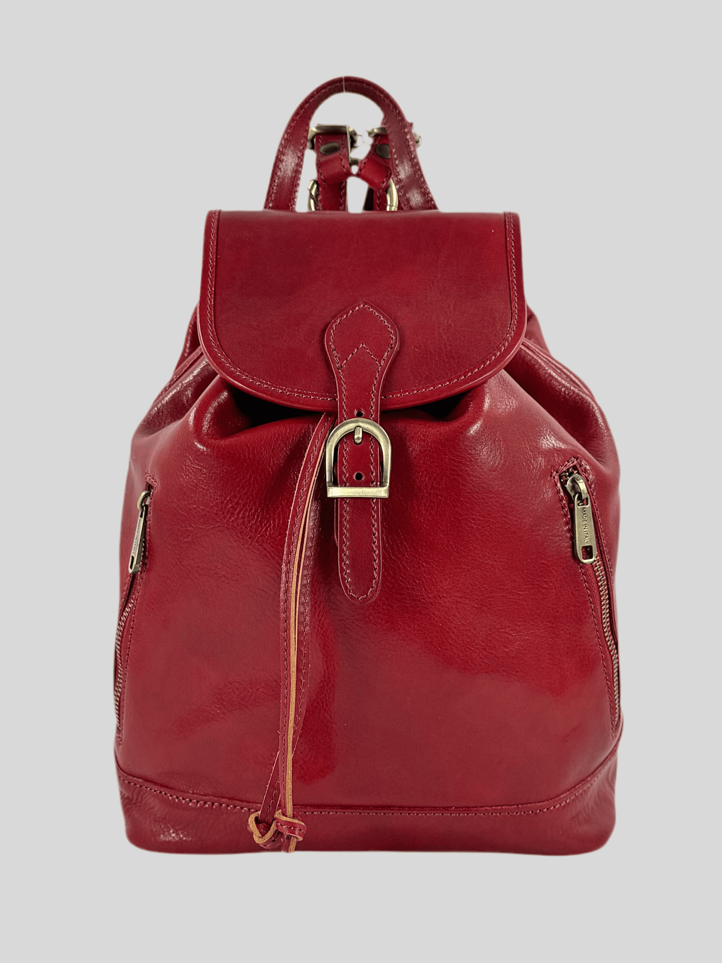 Zaino classico in cuoio conciato al vegetale e tamponato a mano Alice - Mahzel