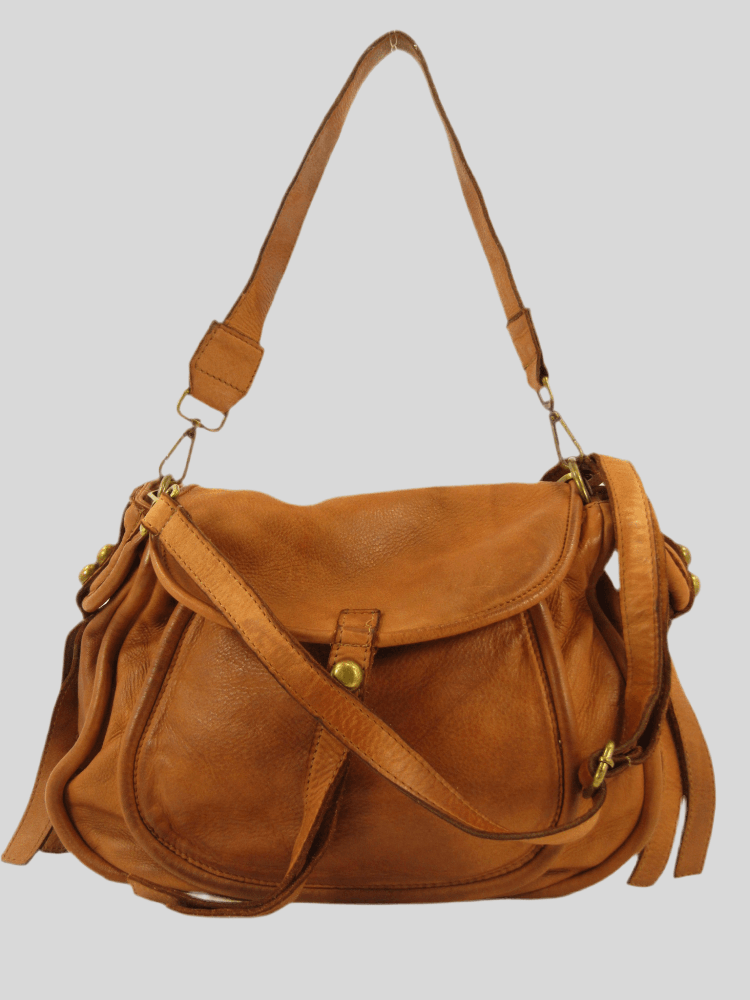 Postina stondata in pelle tinta in capo Claudia borsemadeinitaly