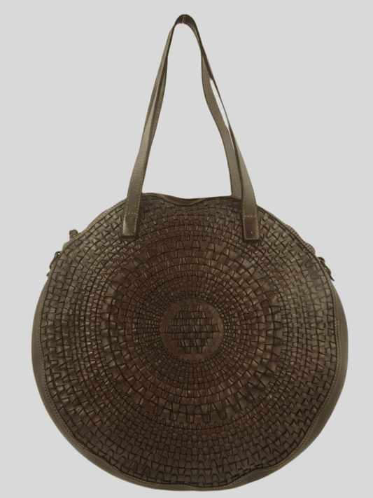 Borsa rotonda in pelle morbida con disegno intrecciato Nausica - Mahzel