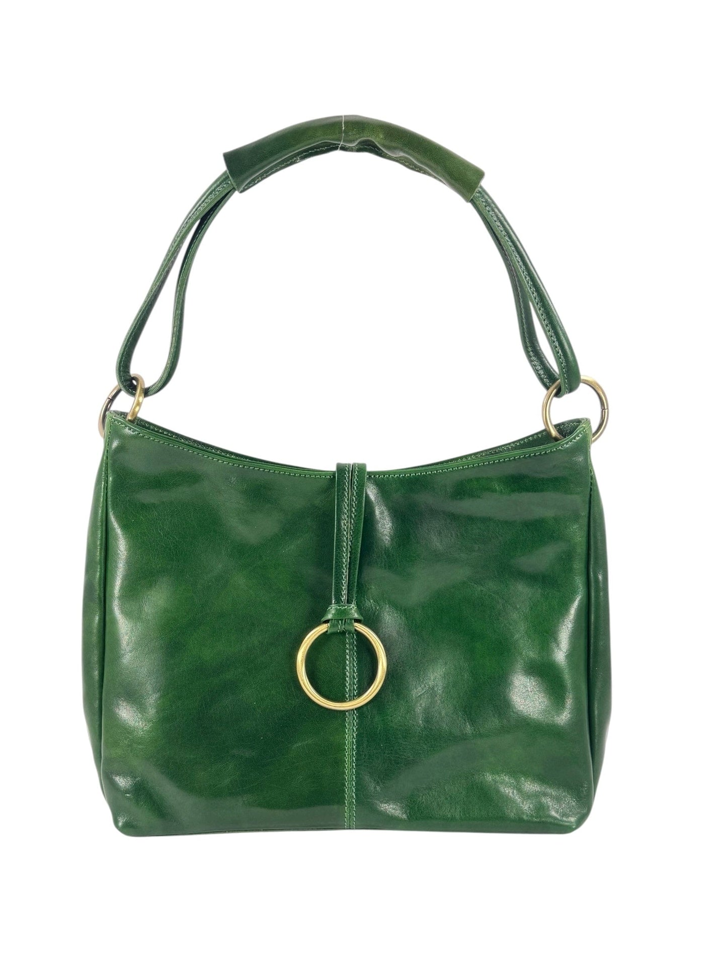Borsa a mano e spalla in cuoio con anello sul davanti - Mahzel