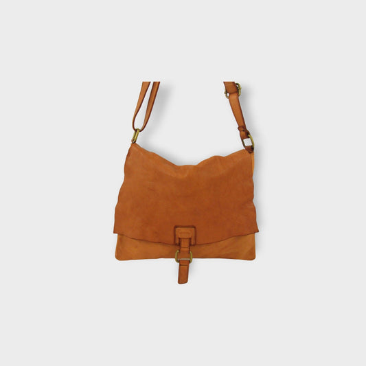 Borsetta a tracolla con pattina a taglio vivo effetto vintage -Mahzel