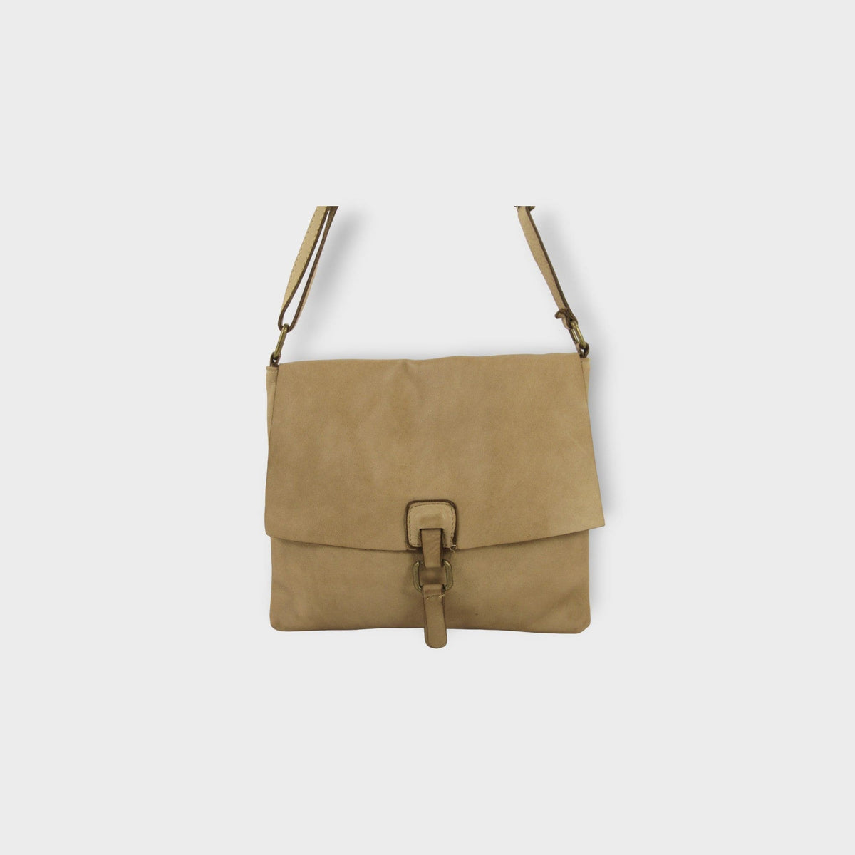 Borsa pelle lavata colore tortora Mahzel made in italy