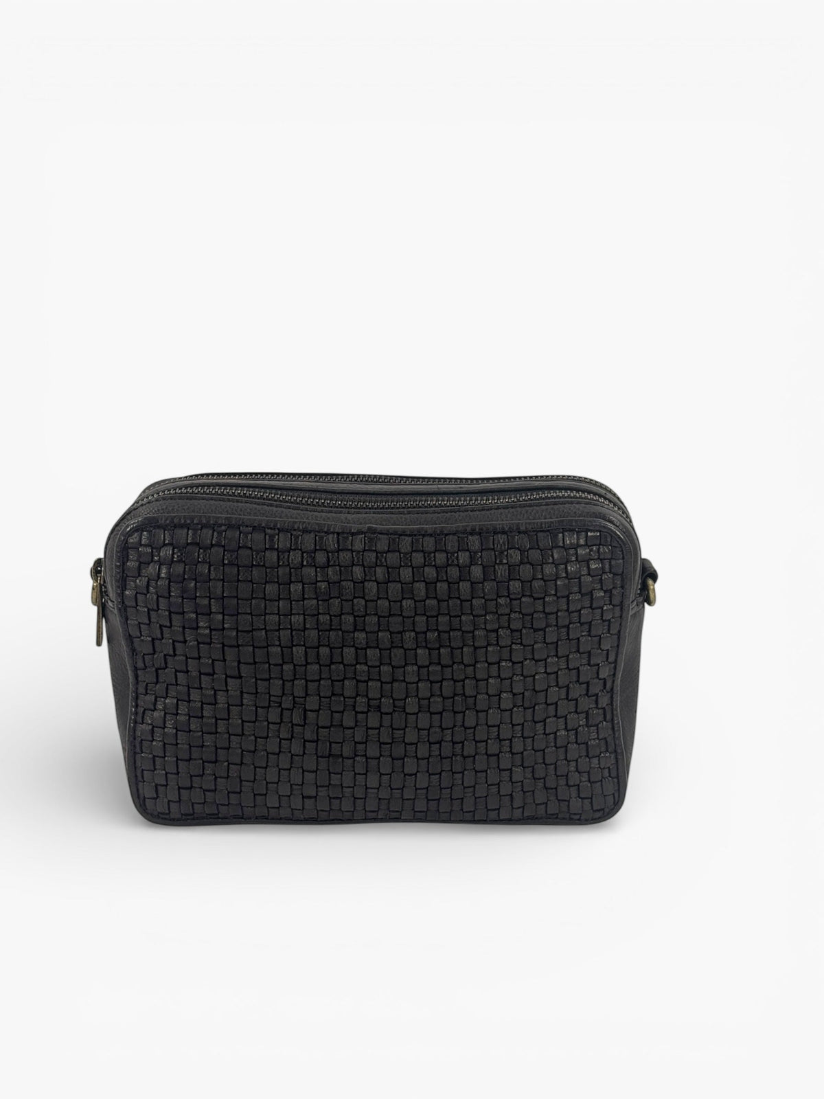 borsa pelle intrecciata nero