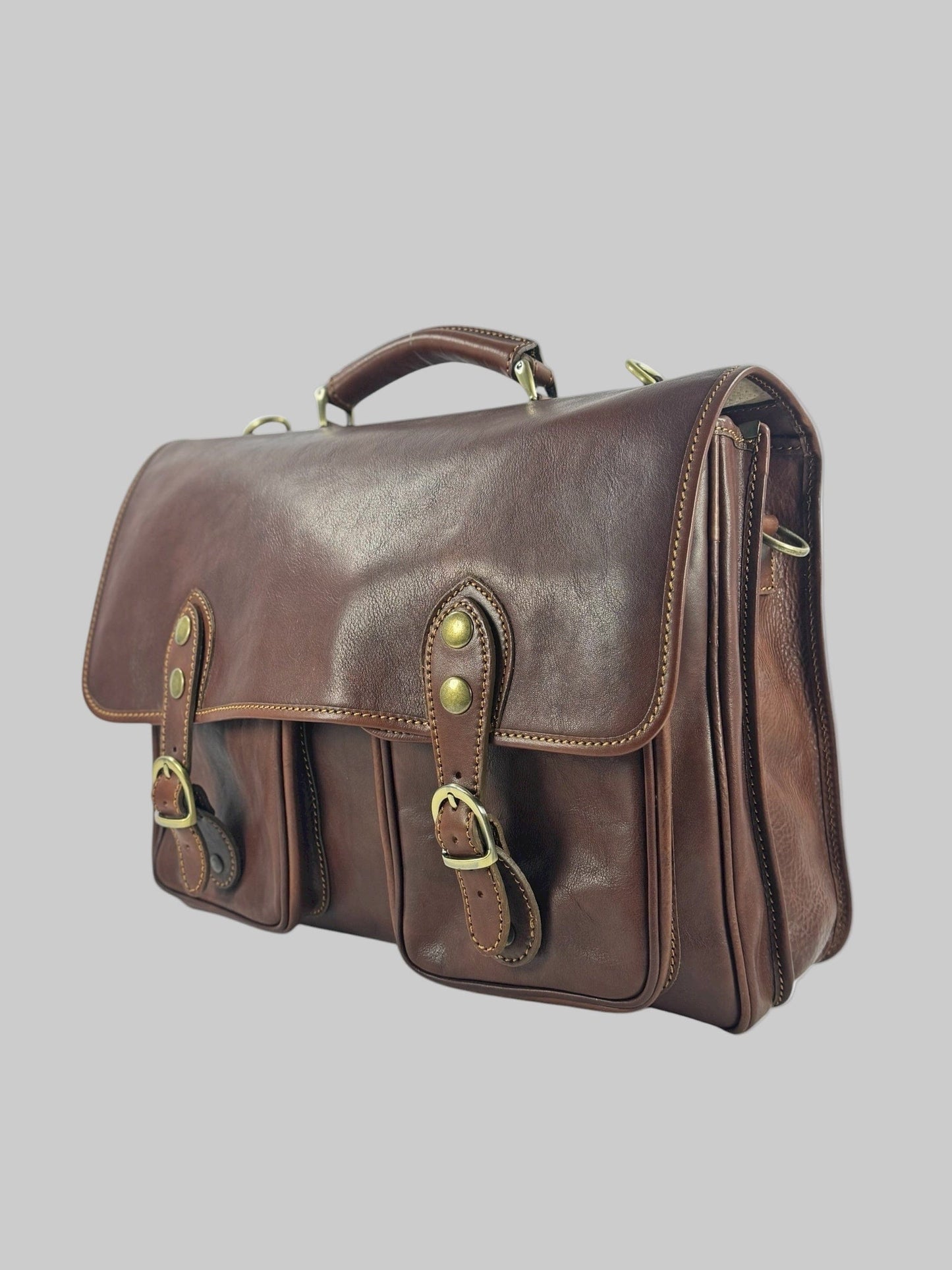 Cartella in cuoio conciato al vegetale e tamponato a mano Pisa - Mahzel