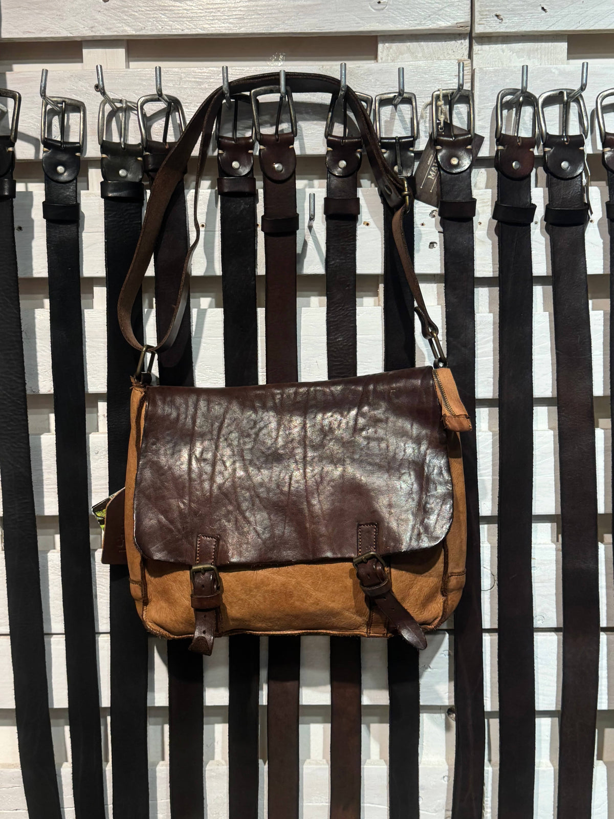 Messenger bag in vacchetta e cuoio tinto in capo Country P.-Mahzel