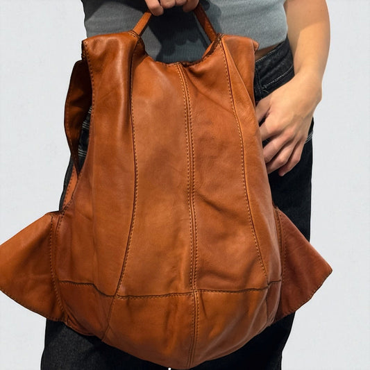 Zaino model pelle lavata marrone Made in Italy mahzel