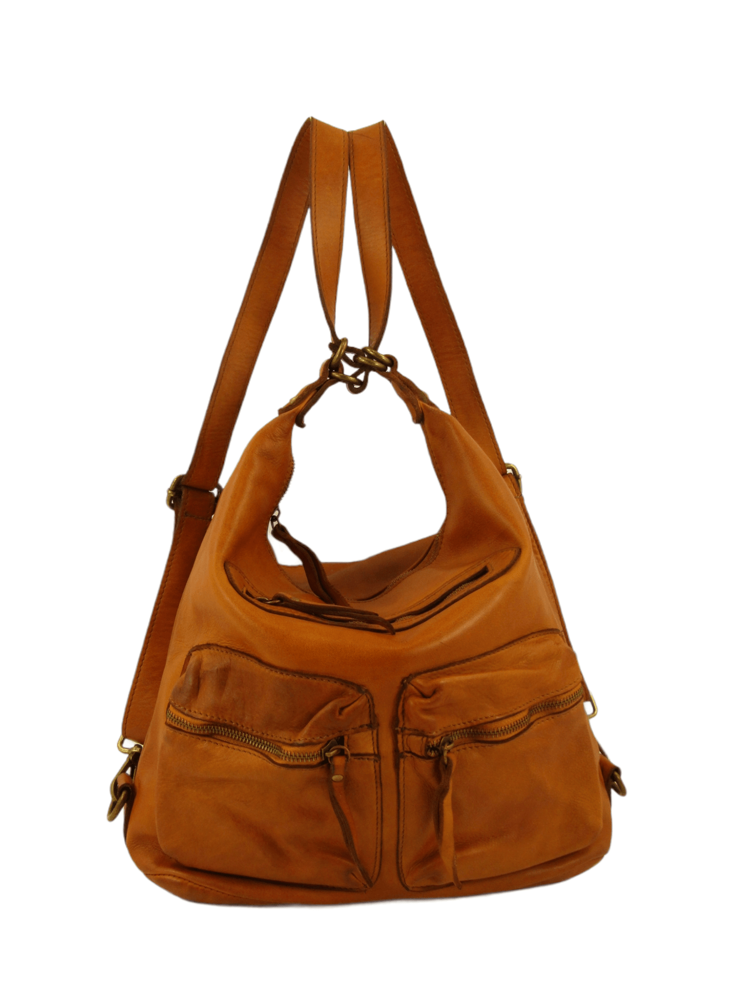 Borsa a spalla e zaino con tasche esterne in pelle morbida - Mahzel