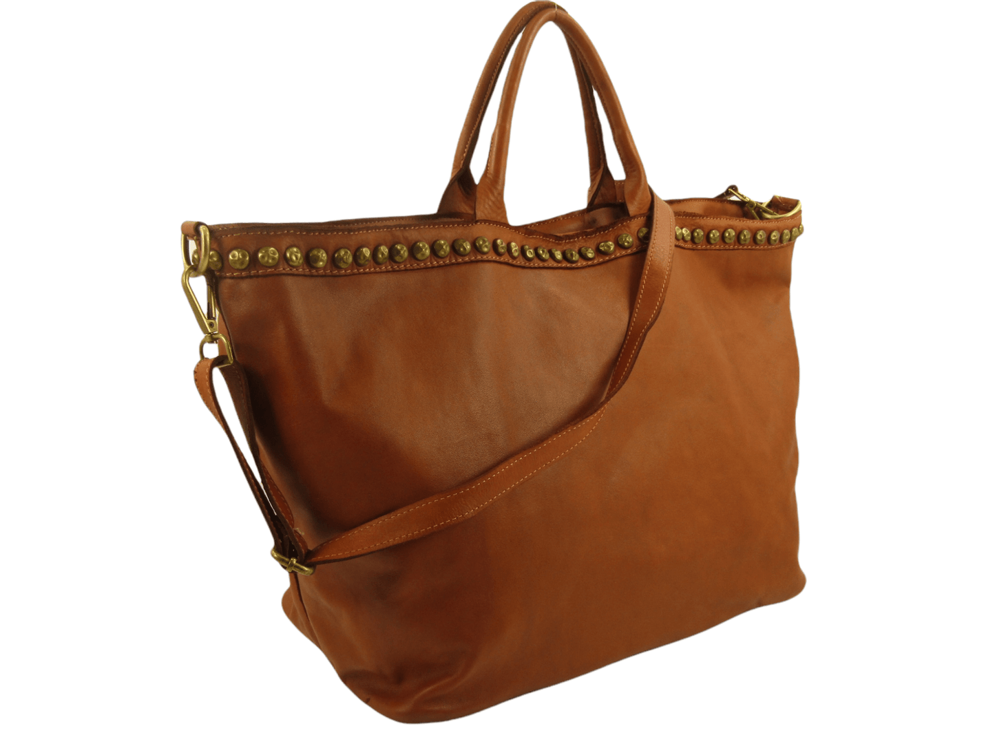 Bauletto grande in pelle morbida Penelope decorato con borchie - Mahzel