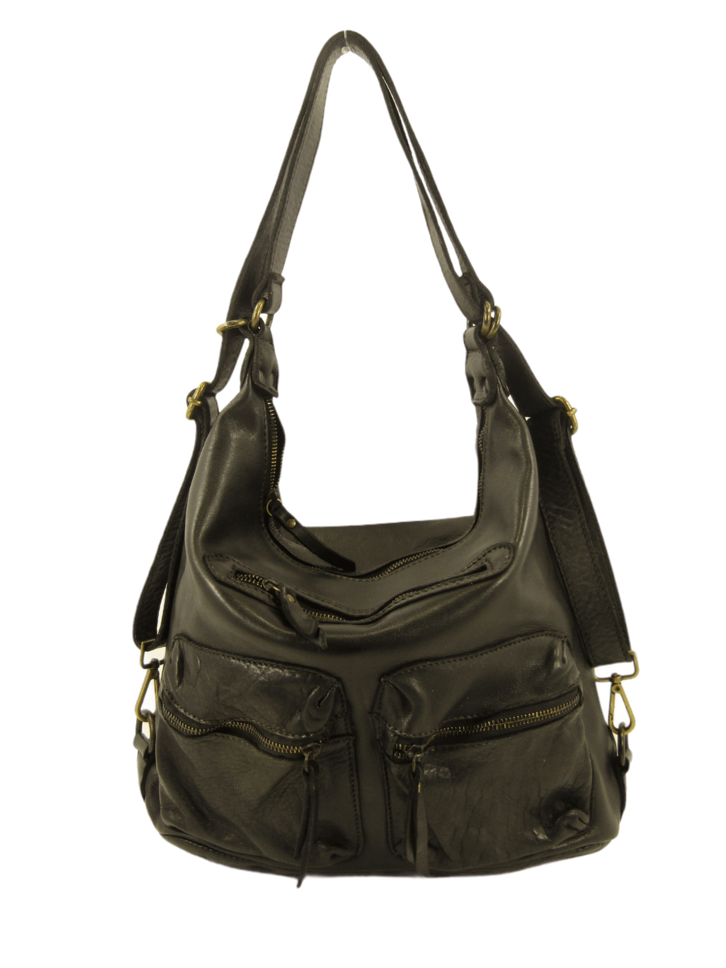 Borsa a spalla e zaino con tasche esterne in pelle morbida - Mahzel