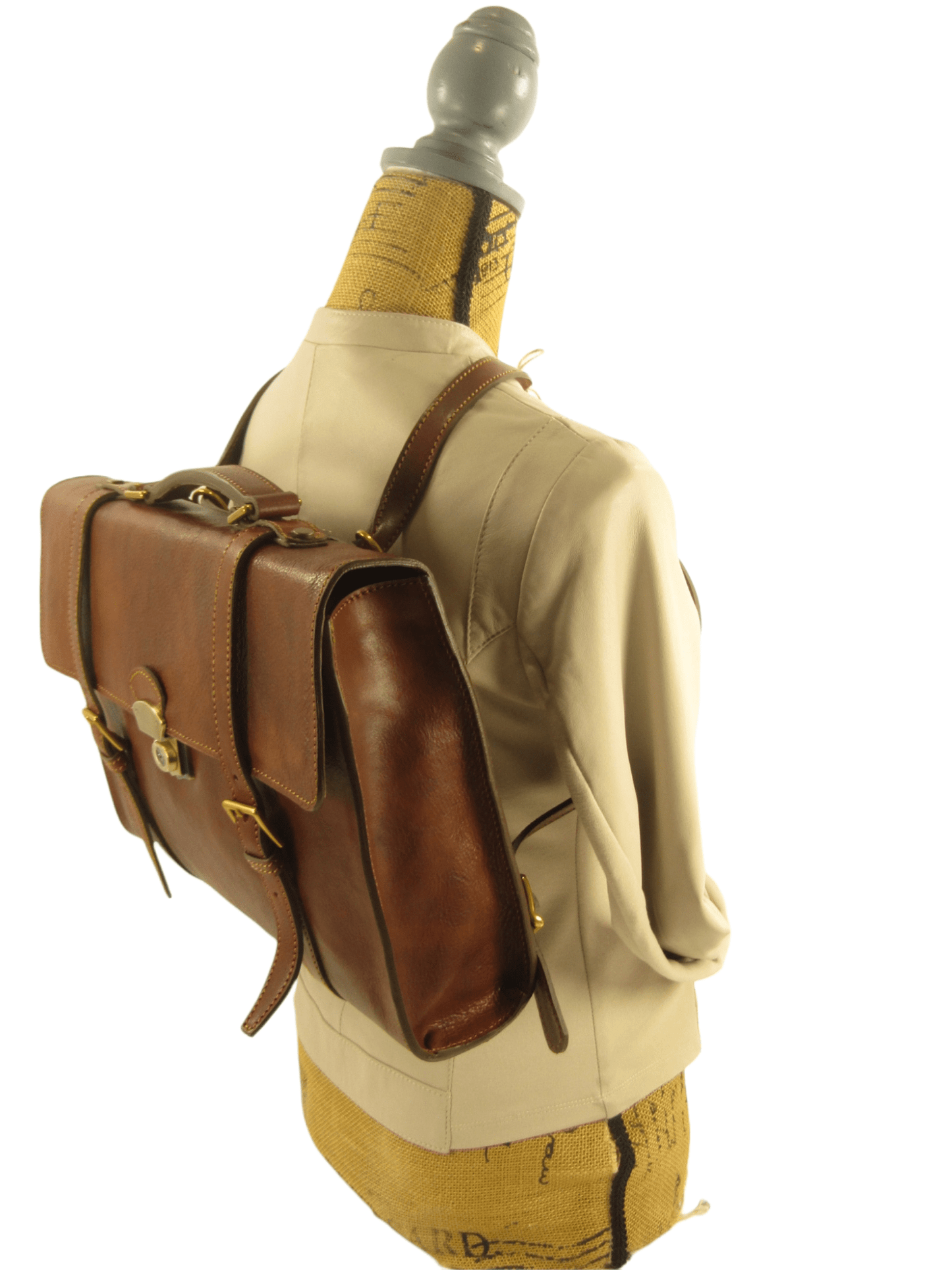 Cartella Zaino Messenger in Cuoio primo fiore conciato al vegetale - Mahzel