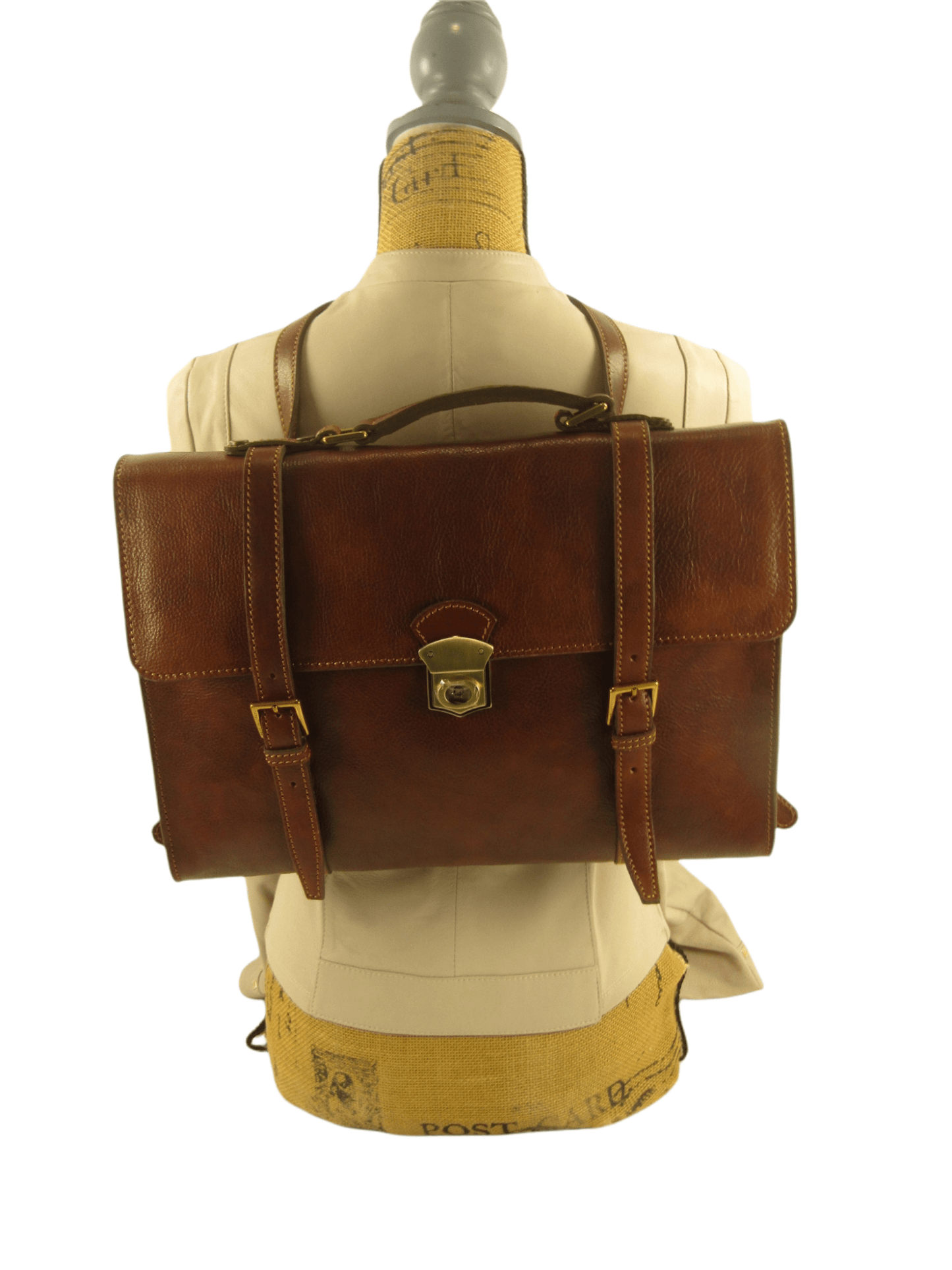 Cartella Zaino Messenger in Cuoio primo fiore conciato al vegetale - Mahzel