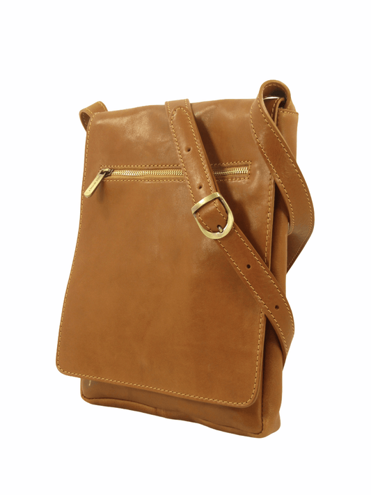 Borsello in cuoio al vegetale tamponato a mano con interno rivestito - Mahzel