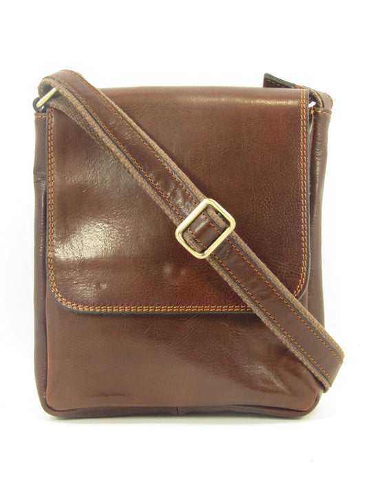 Borsello chiuso da pattina e zip in cuoio primo fiore- Mahzel