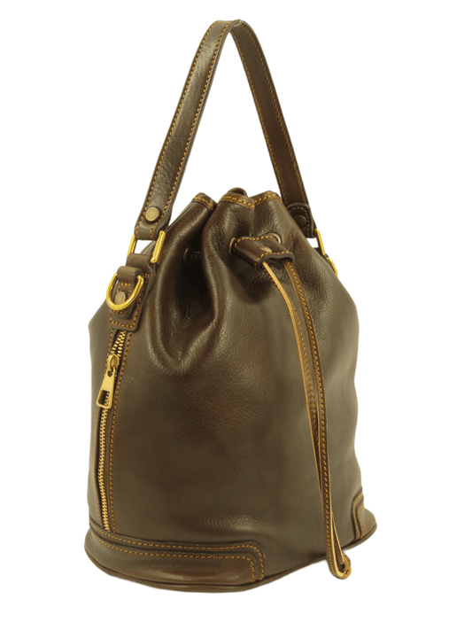 Secchiello classico in cuoio al vegetale e tamponato a mano -Mahzel