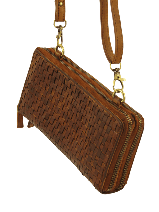 Portafogli doppio scomparto a soffietto con tracolla