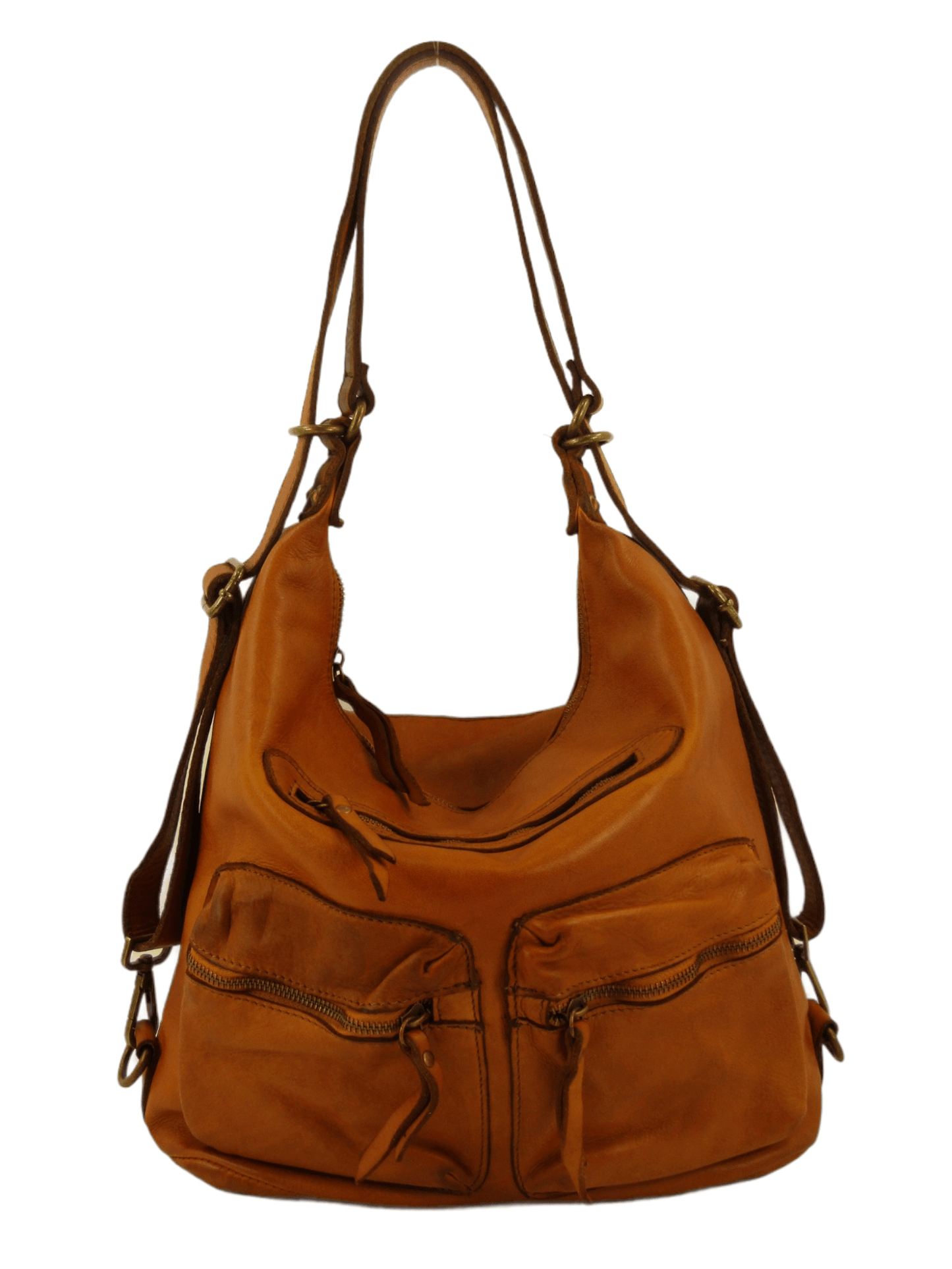 Borsa a spalla e zaino con tasche esterne in pelle morbida - Mahzel