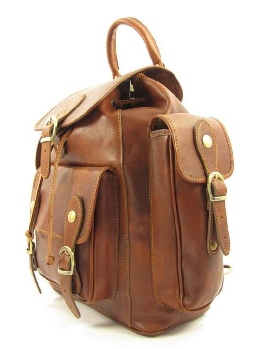 Zaino cuoio primo fiore conciato al vegetale grande _ Mahzel
