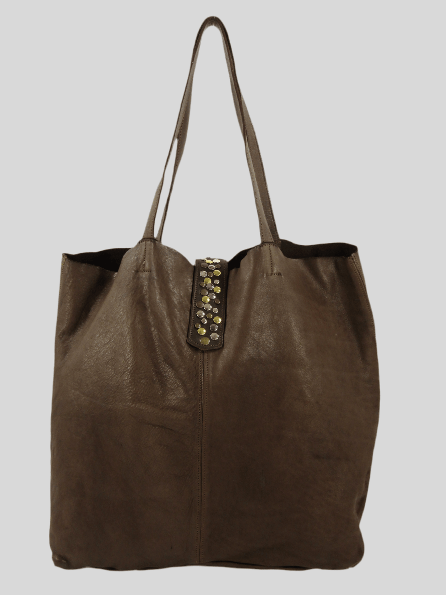 Borsa shopper in pelle morbida tinta in capo effetto vintage - Mahzel