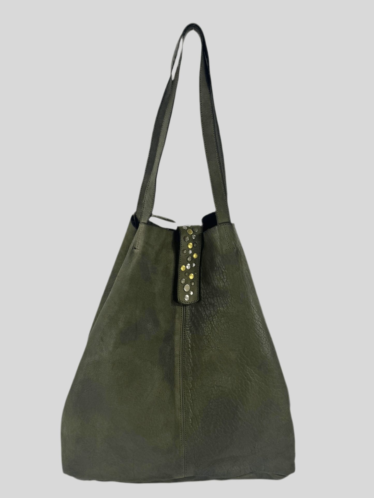 Borsa shopper in pelle morbida tinta in capo effetto vintage - Mahzel