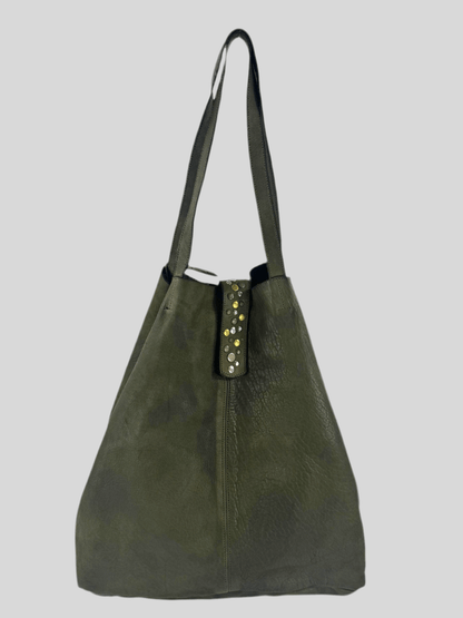 Borsa shopper in pelle morbida tinta in capo effetto vintage - Mahzel