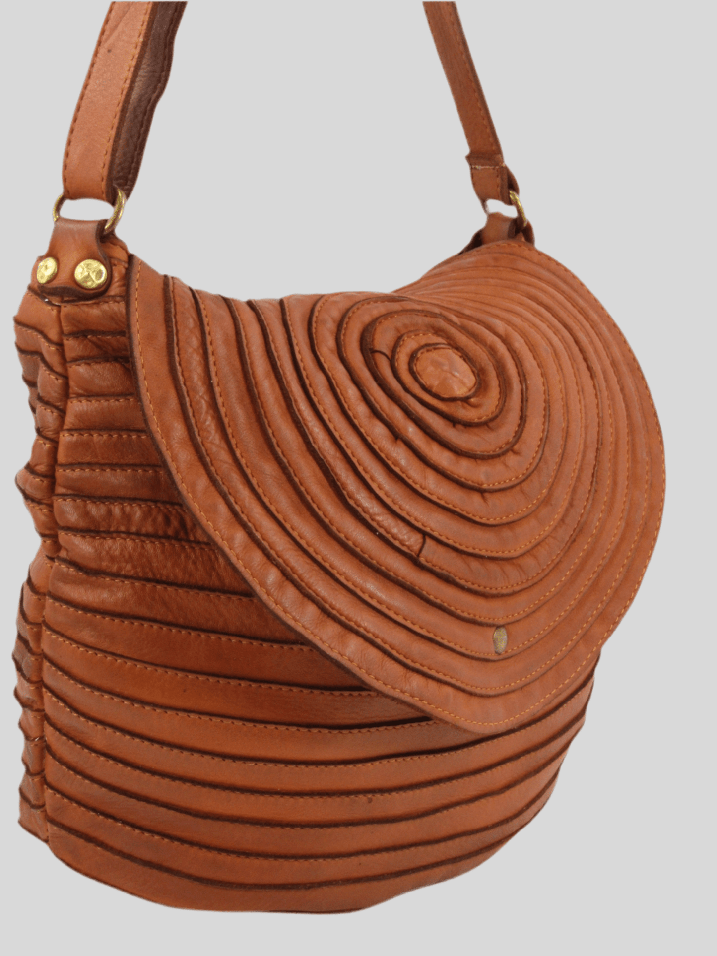 Borsa a spalla e tracolla stringata fatta a mano in pelle morbida - Mahzel