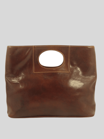Borsa in Cuoio conciato al vegetale, interno tre scomparti, dalla linea classica - Mahzel