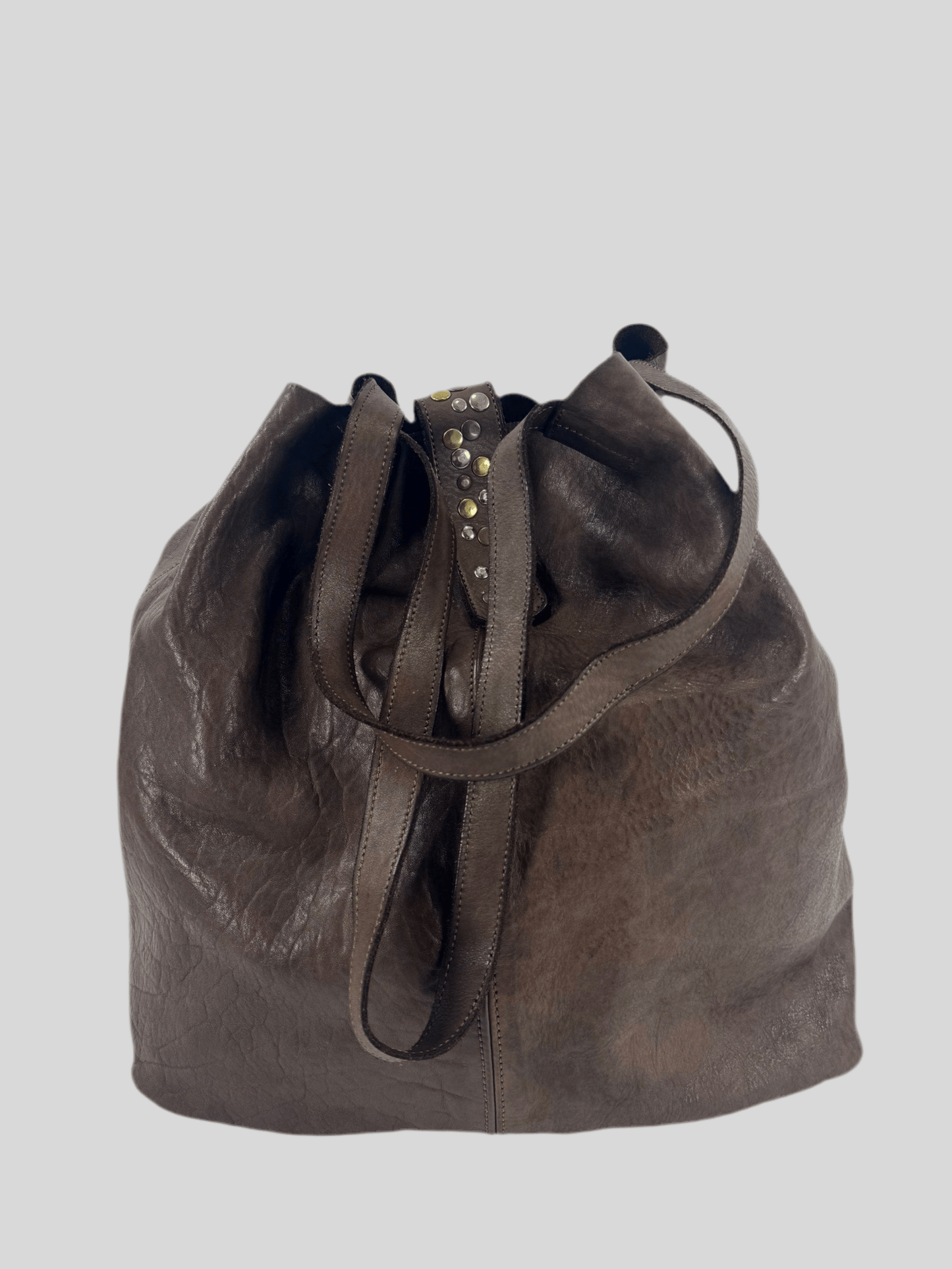 Borsa shopper in pelle morbida tinta in capo effetto vintage - Mahzel