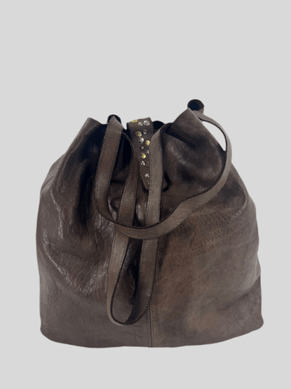 Borsa shopper in pelle morbida tinta in capo effetto vintage - Mahzel