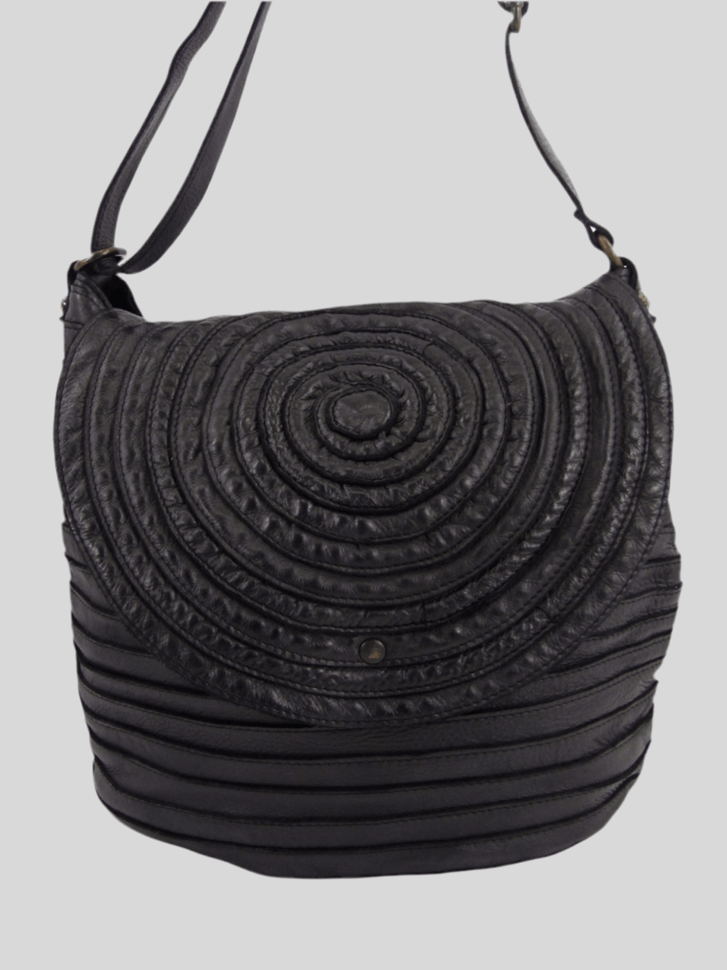 Borsa a spalla e tracolla stringata fatta a mano in pelle morbida - Mahzel