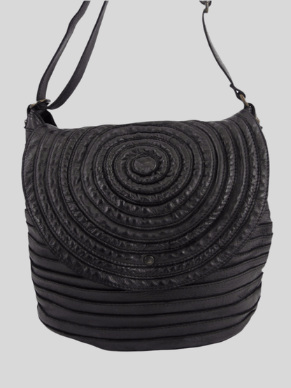 Borsa a spalla e tracolla stringata fatta a mano in pelle morbida - Mahzel