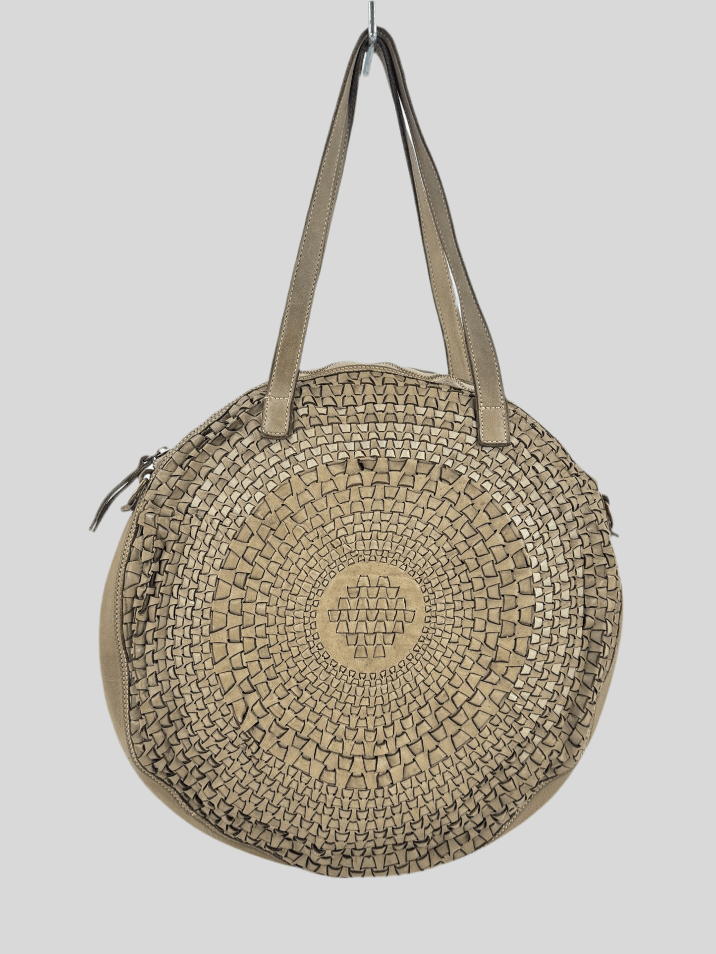 Borsa rotonda in pelle morbida con disegno intrecciato Nausica - Mahzel