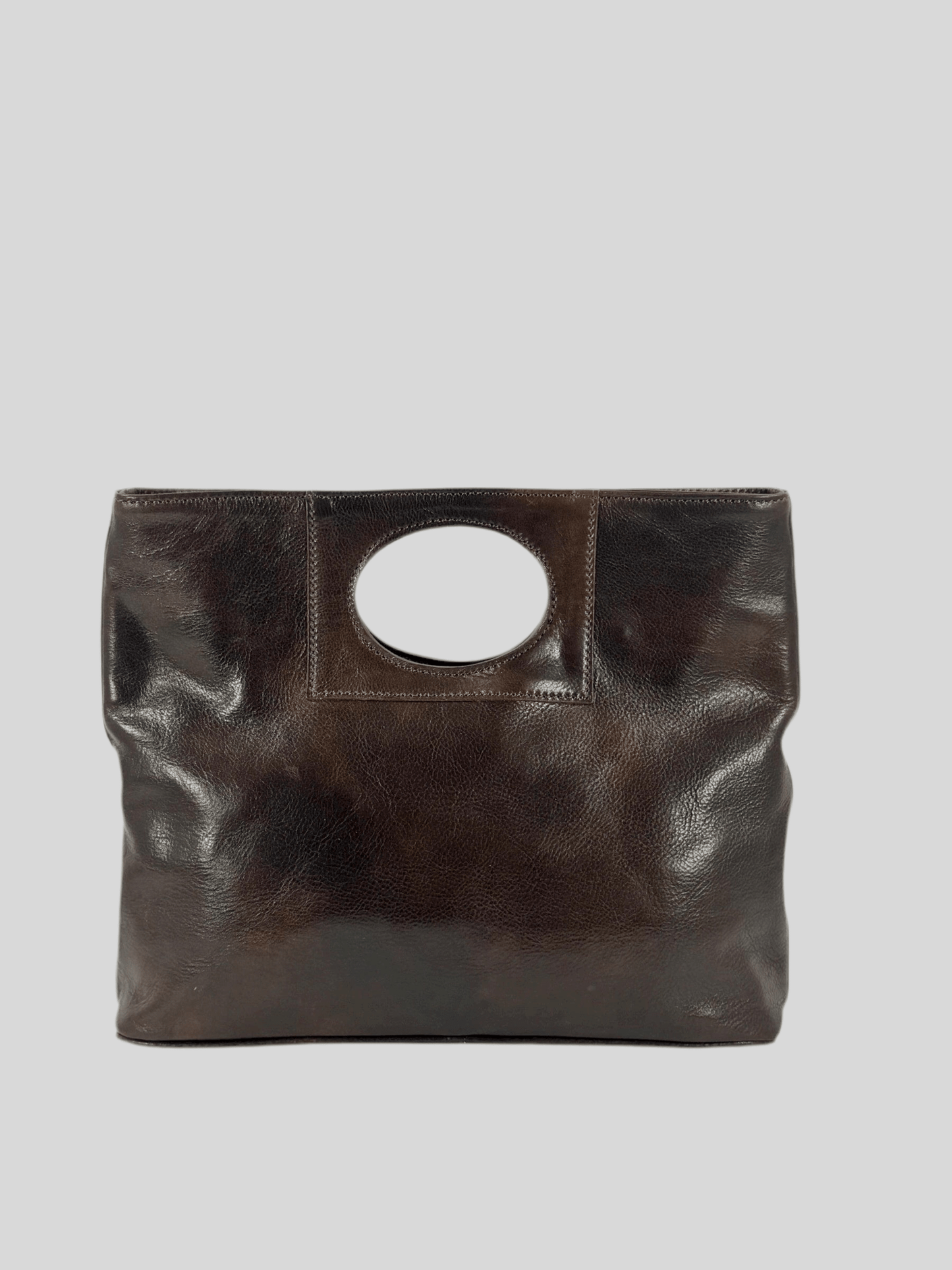 Borsa in Cuoio conciato al vegetale, interno tre scomparti, dalla linea classica - Mahzel