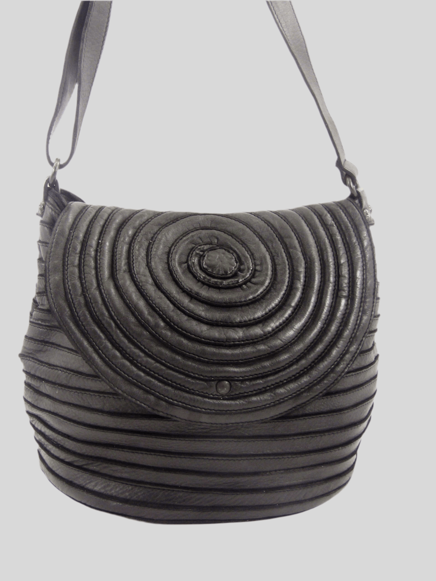 Borsa a spalla e tracolla stringata fatta a mano in pelle morbida - Mahzel