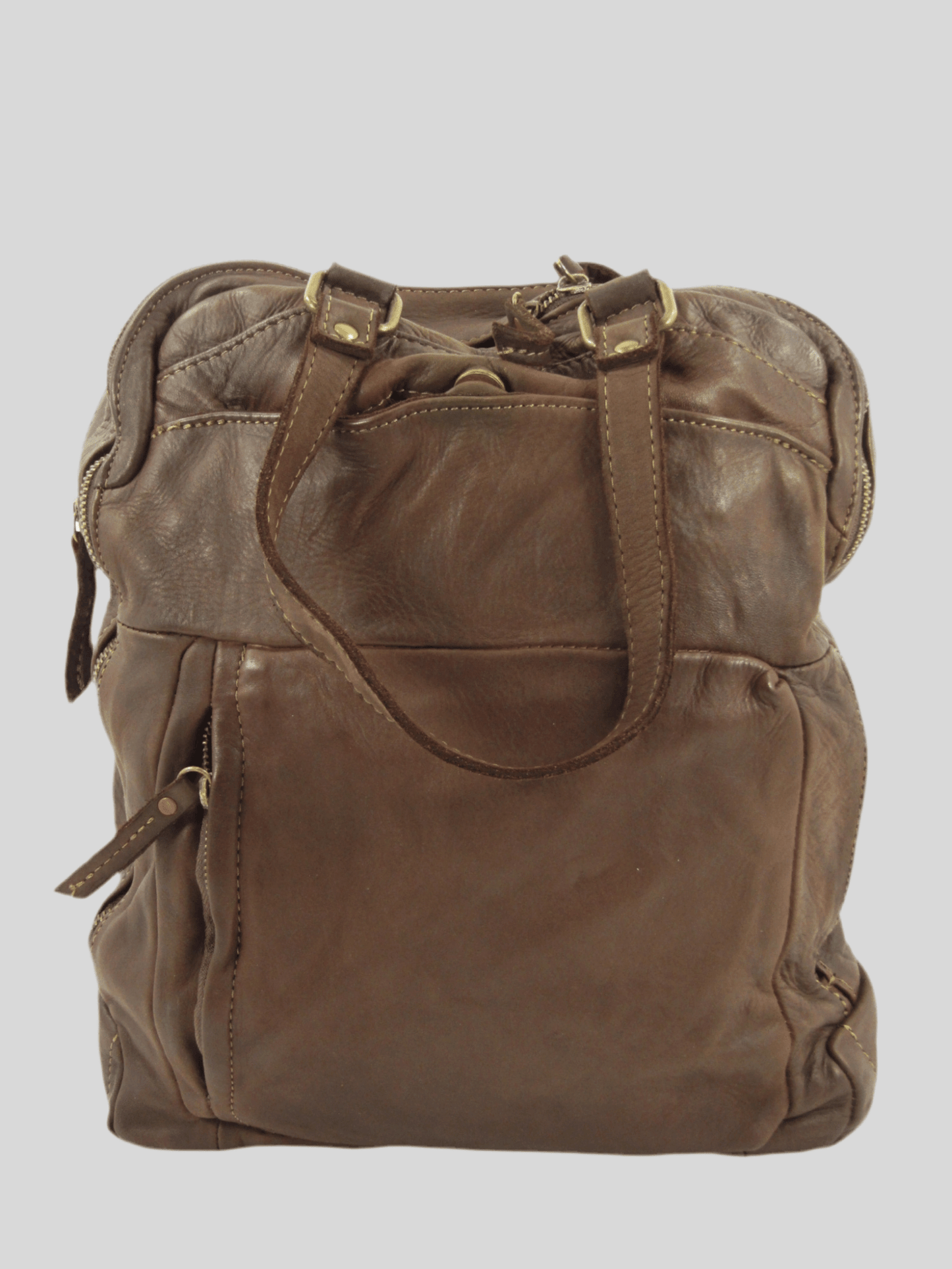 Zaino multi scomparto in pelle lavata artigianato toscano mahzel