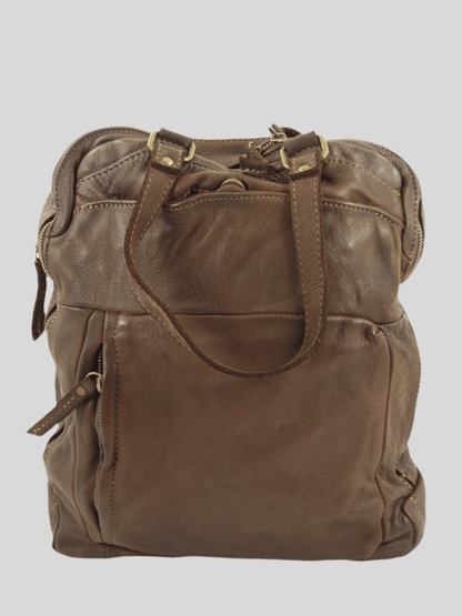 Zaino multi scomparto in pelle lavata artigianato toscano mahzel