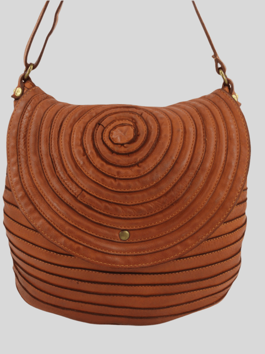 Borsa a spalla e tracolla stringata fatta a mano in pelle morbida - Mahzel